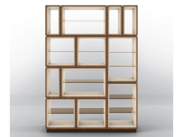 DEDALO - Open freestanding double-sided walnut bookcase by BRUNO ZAMPA - view 2